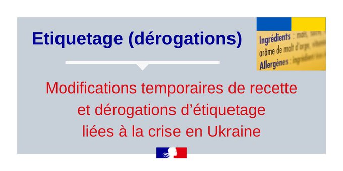 Le CTRC de Bourgogne vous informe sur les modifications temporaires de recette et dérogations d’étiquetage liées à la crise en Ukraine - Pénurie d'huile de Tournesol - 26 Avril 2022
