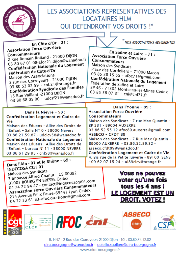 P2 Flyer élections représentants locataires HLM - CTRC de Bourgogne - Octobre 2022