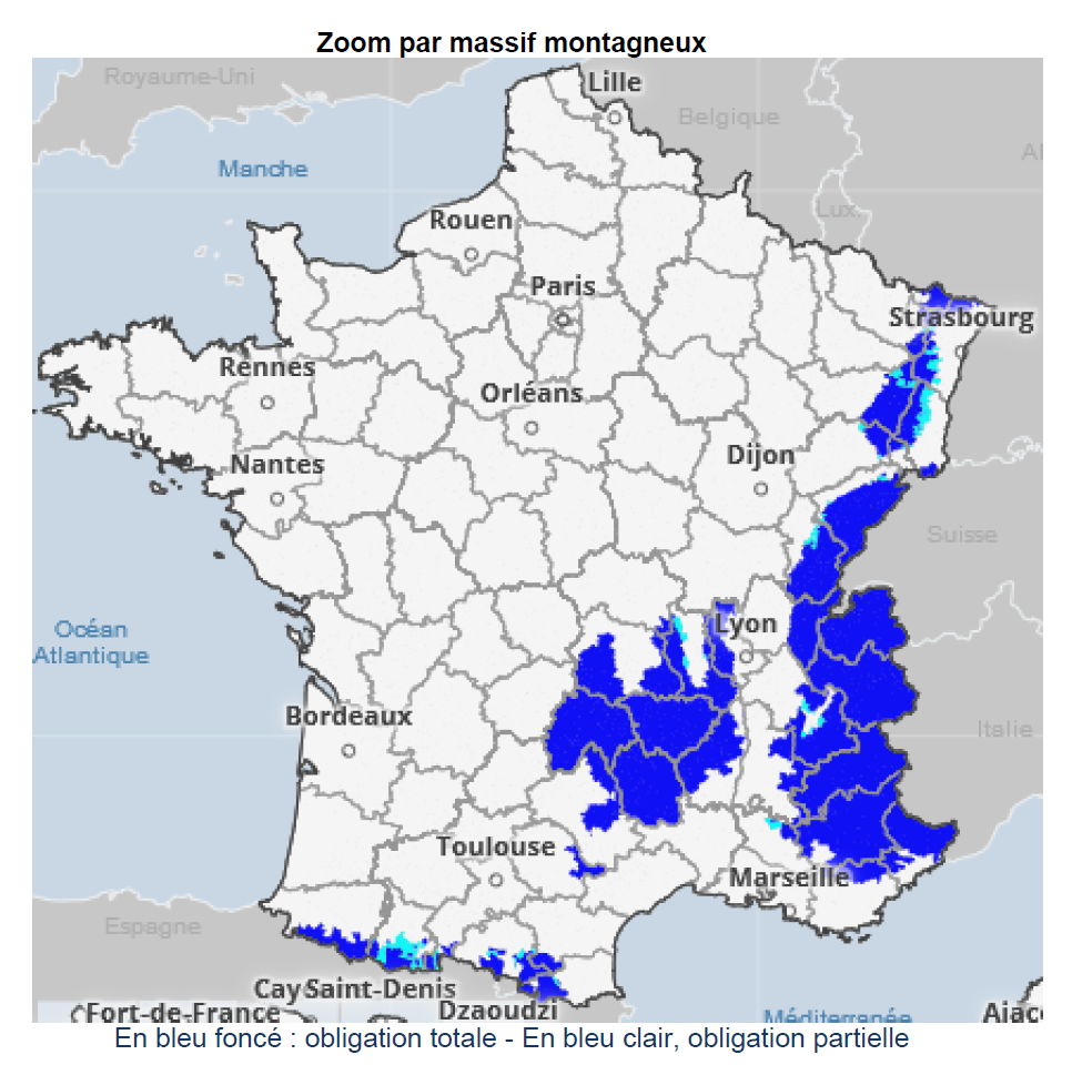 Zoom par massif montagneux - Informations aux consommateurs : La réglementation sur les pneus hiver obligatoires en France à partir du 1er novembre 2022- CTRC de Bourgogne
