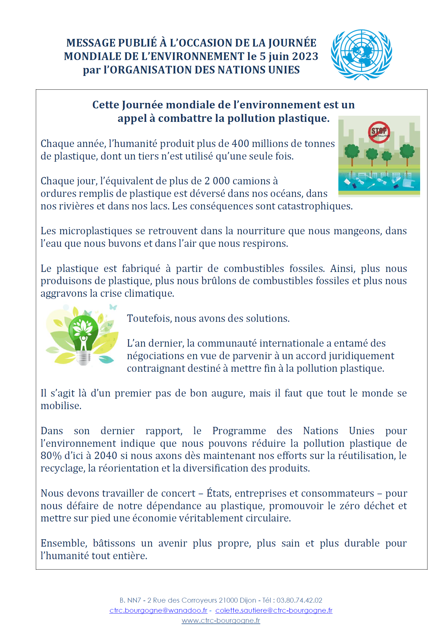 Journée Mondiale de l'Environnement le 5 juin 2023 - Informations CTRC de Bourgogne P2