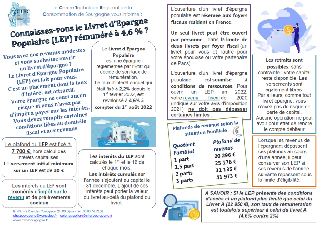 FLYER Livret d'Epargne Populaire - CTRC DE BOURGOGNE - 10 NOVEMBRE 2022