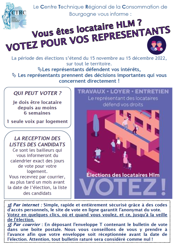 P1 Flyer élections représentants locataires HLM - CTRC de Bourgogne - Octobre 2022