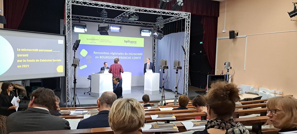 Colette Sautière, Présidente du Centre Technique Régional de la Consommation de Bourgogne participe ce jour le vendredi 31 mars 2023 aux Rencontres Régionales du microcrédit en Bourgogne-Franche-Comté organisées par la Banque de France à Dijon, avec François Bavay Directeur Régional de la Banque de France Bourgogne-Franche-Comté