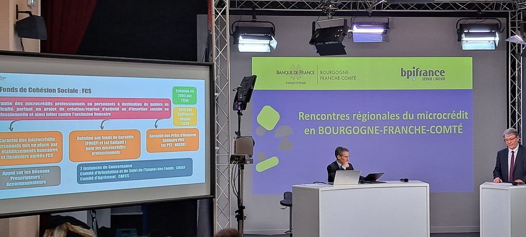 Colette Sautière, Présidente du Centre Technique Régional de la Consommation de Bourgogne participe ce jour le vendredi 31 mars 2023 aux Rencontres Régionales du microcrédit en Bourgogne-Franche-Comté organisées par la Banque de France à Dijon, avec François Bavay Directeur Régional de la Banque de France Bourgogne-Franche-Comté